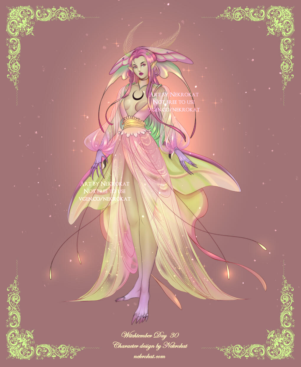 My choice - Lunar moth - Princess of butterflies - the goddess of fate and harmony. Her palace is made out of morning dew and pine needles where she also has a zen garden. Eternally curious and generous, she likes to study others, so she can gift them thin