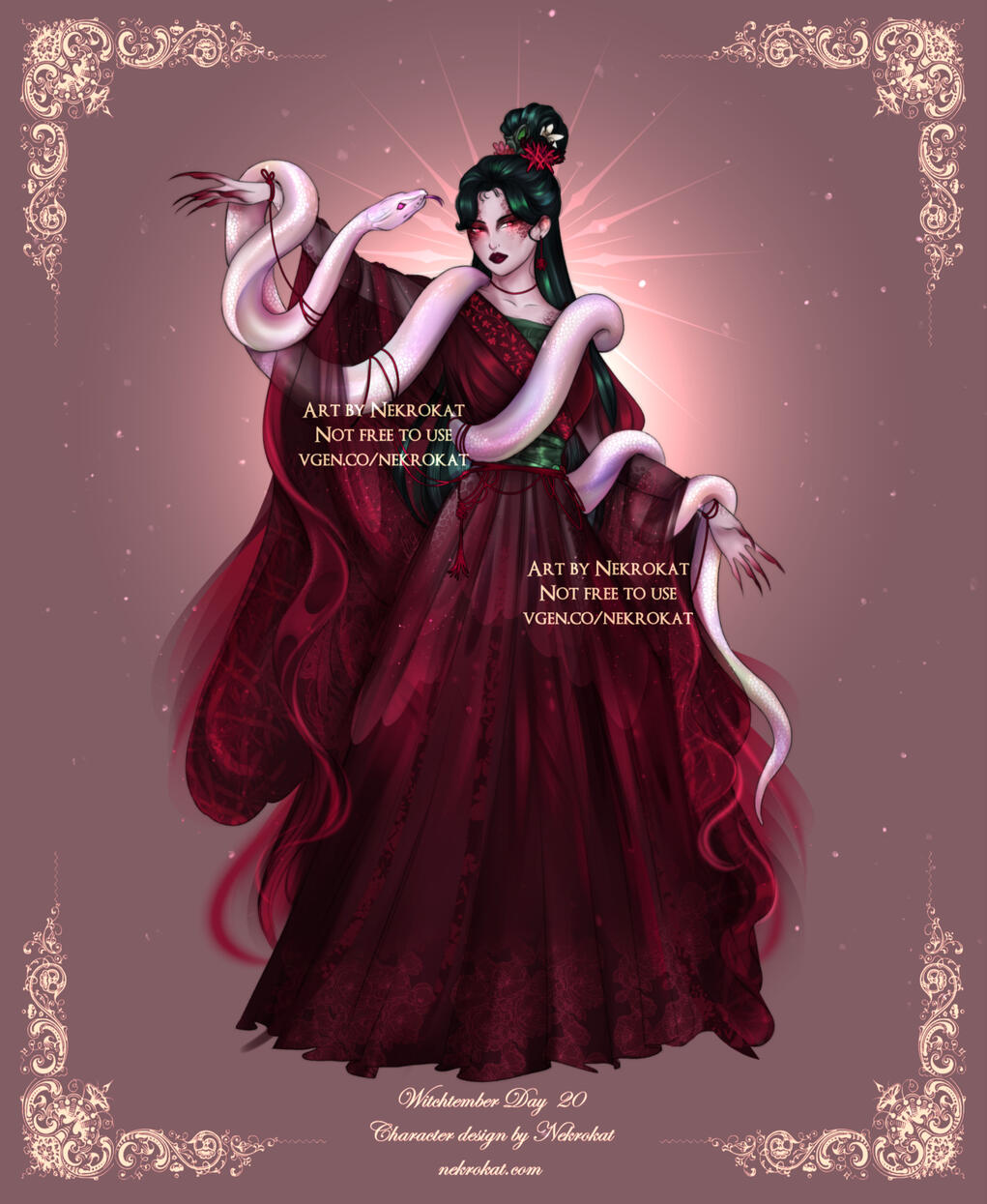 Snake - Master healer and poison maker nicknamed 毒水 (Poisonous Water) of the royal court. Woman of wisdom and secrets. She has a lot of pet snakes, but her favorite is the albino snake called Berry (浆果).