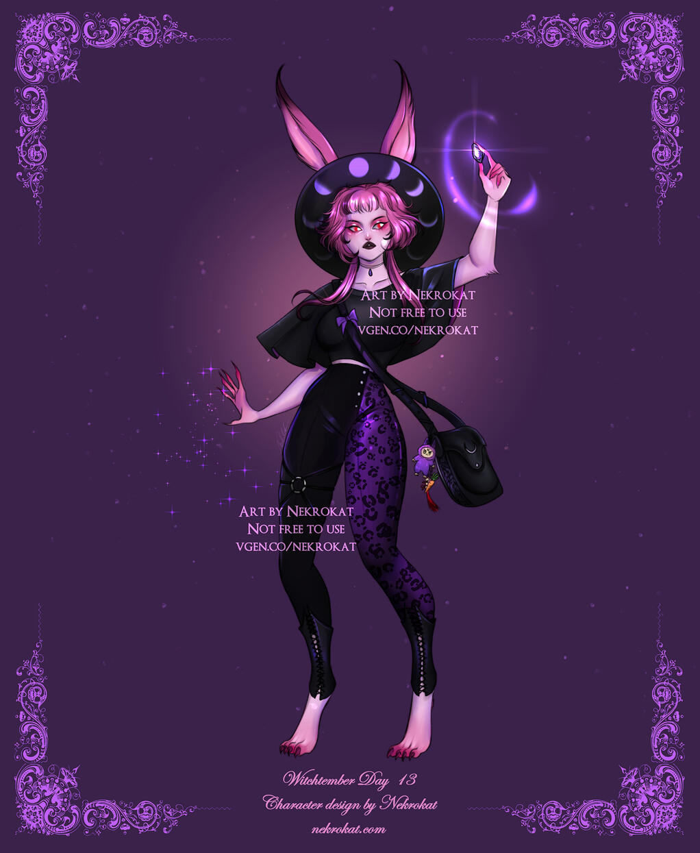 Rabbit - Geode collector witch; she often visits the countryside to collect new rocks and shells she can enchant. Runs a shop in her city, full of handmade goods like trinkets, statues, jewelry and makeup.