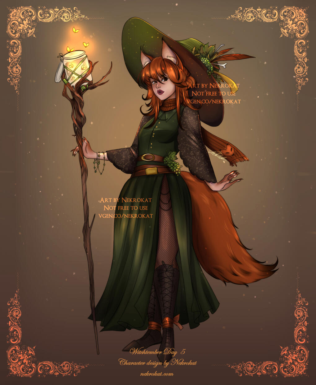 Fox - Owner of a small cottage near the mountains, she is determined to grow the best grapes and make wine! Her little glowbug friends help her around the garden.